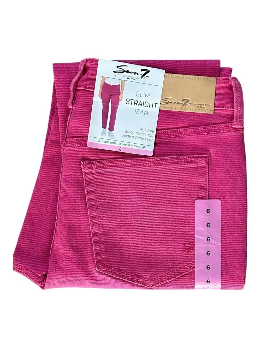 NEW Seven7 Pink Slim Straight Leg Jeans